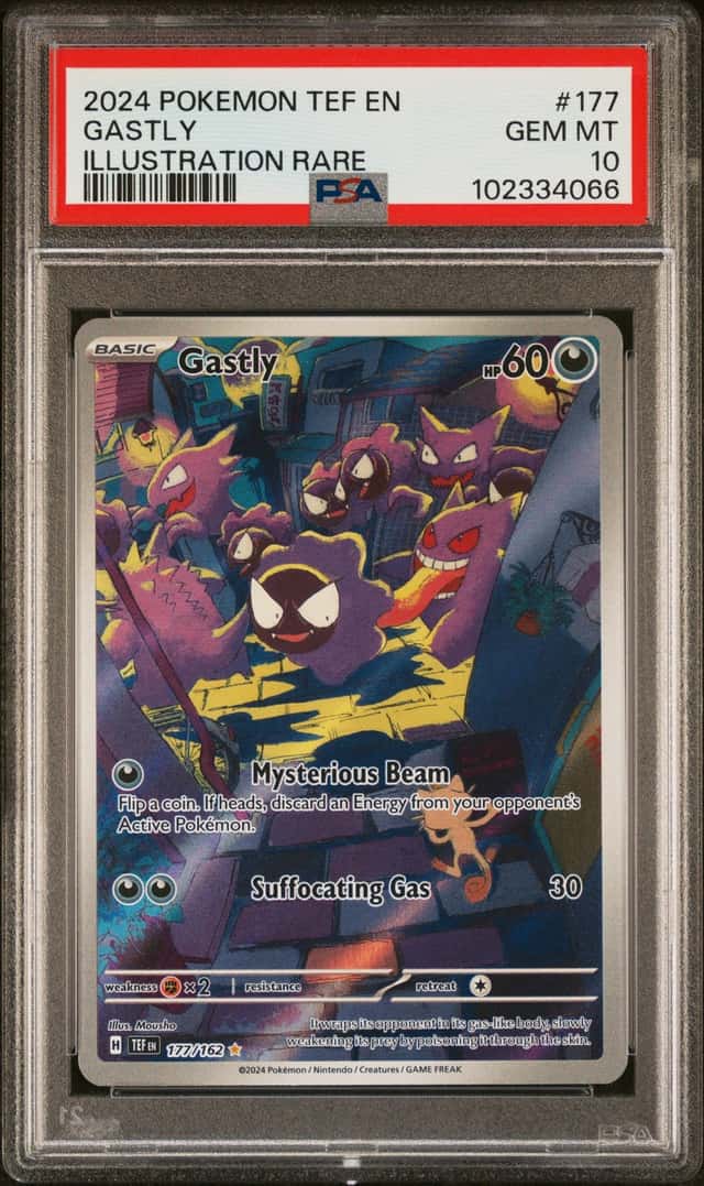 GASTLY 2024 POKEMON TEMPORAL FORCES ILLUSTRATION RARE 177/162 PSA 10 Q0895