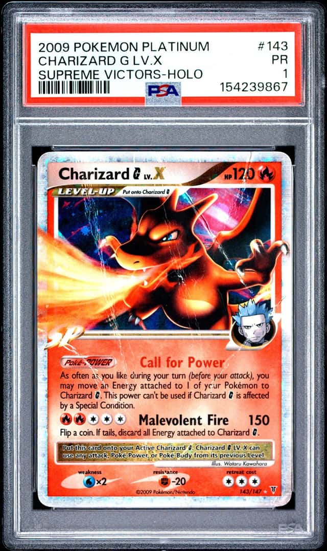 2009 POKEMON PLATINUM CHARIZARD G LV.X-HOLO SUPREME VICTORS #143 PSA 1