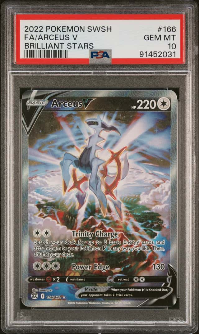 2022 POKEMON SWORD & SHIELD BRILLIANT STARS #166 FULL ART/ARCEUS V PSA 10