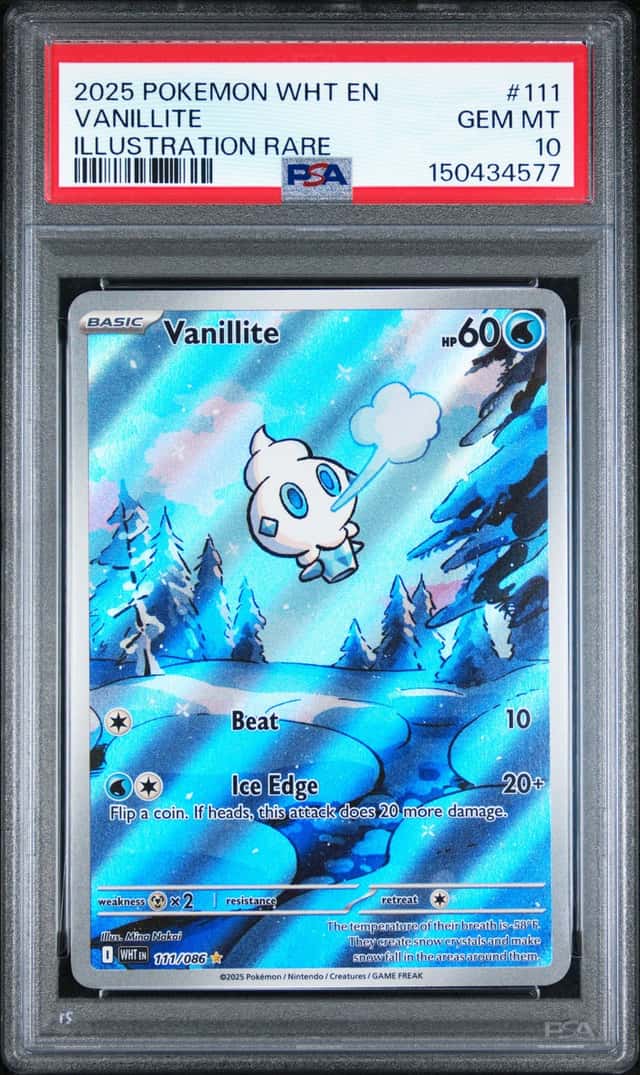 Vanillite 111/086 Pokemon White Flare Illustration Rare PSA 10