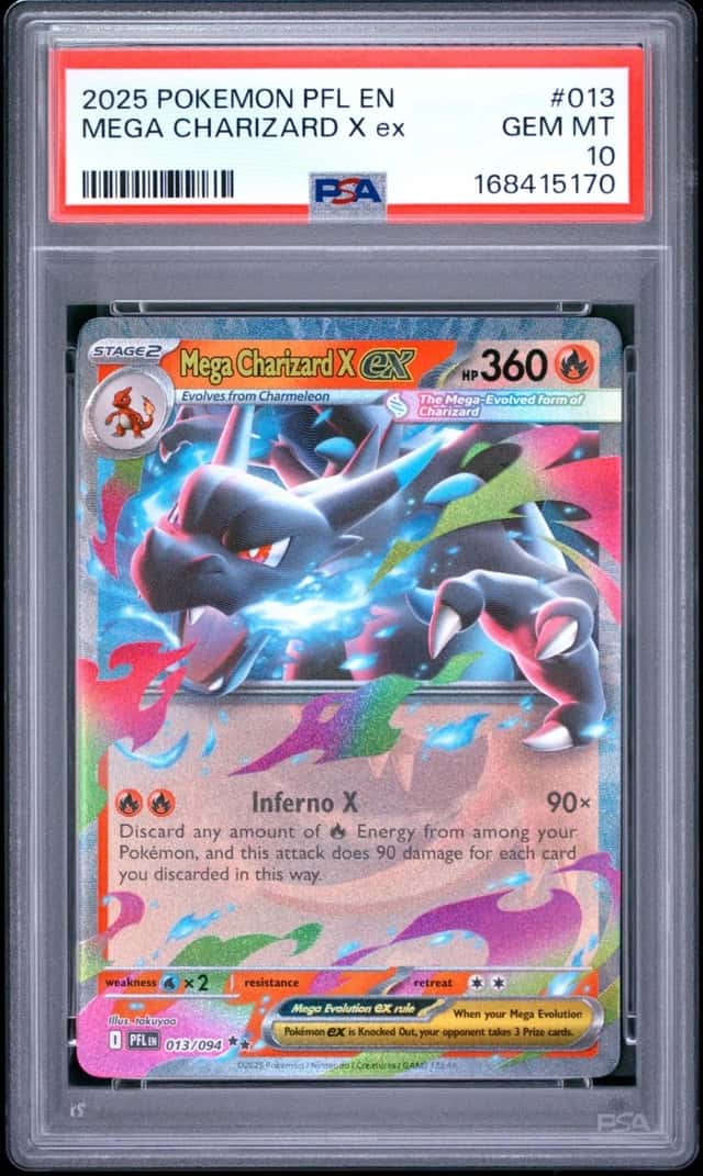 2025 POKEMON PFL EN-PHANTASMAL FLAMES #013 MEGA CHARIZARD X EX PSA 10