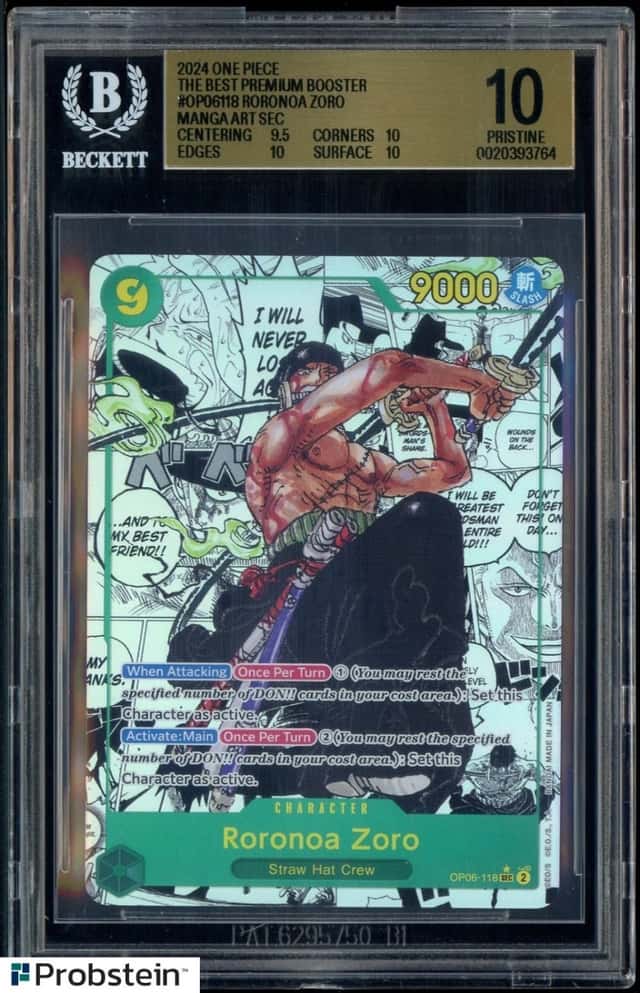 2024 One Piece The Best Premium #OP06118 Roronoa Zoro Manga BGS 10 PRISTINE