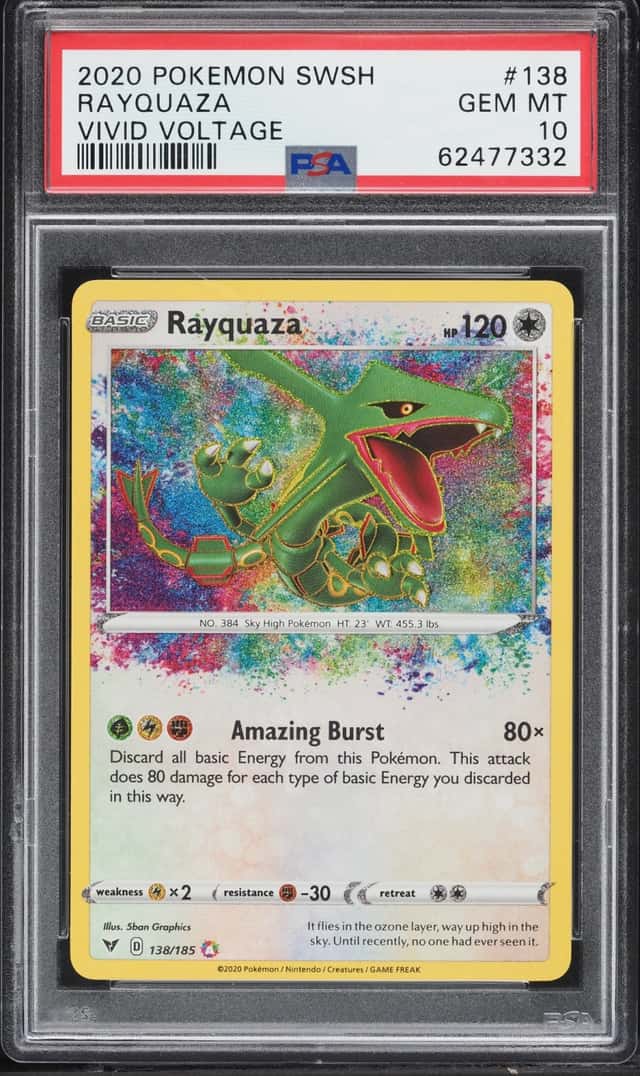 2020 Pokemon Sword & Shield Vivid Voltage Amazing Rare Rayquaza #138 PSA 10 GEM MINT