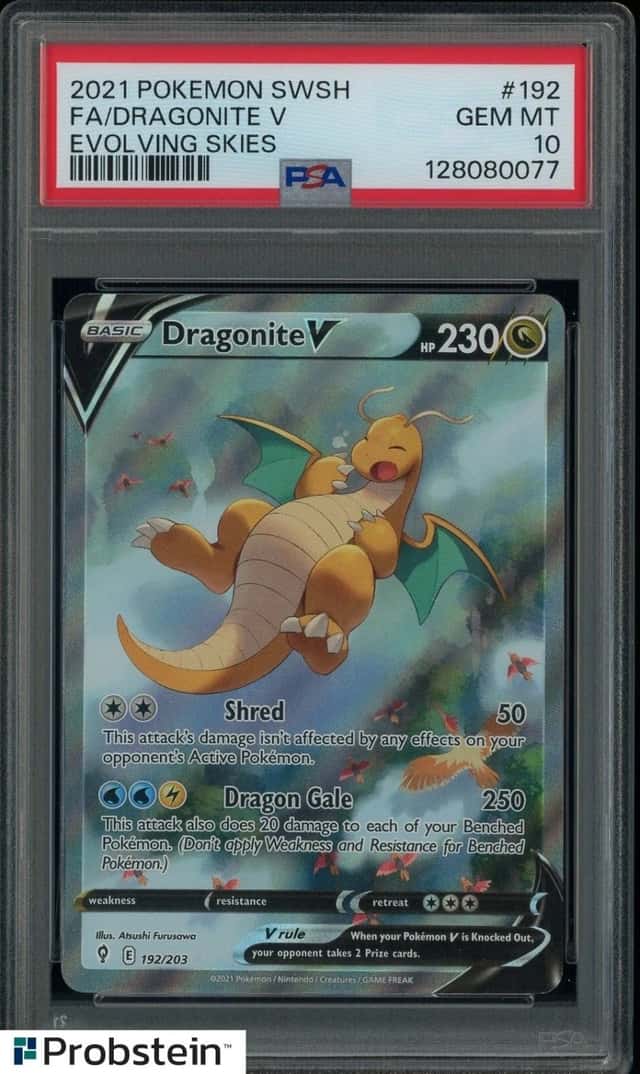 2021 Pokemon SWSH Evolving Skies #192 FA Dragonite V PSA 10 GEM MINT