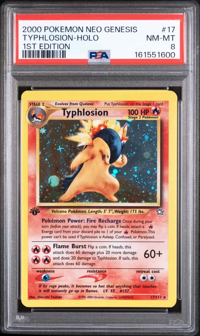 2000 POKEMON NEO GENESIS 1ST EDITION #17 TYPHLOSION-HOLO PSA 8