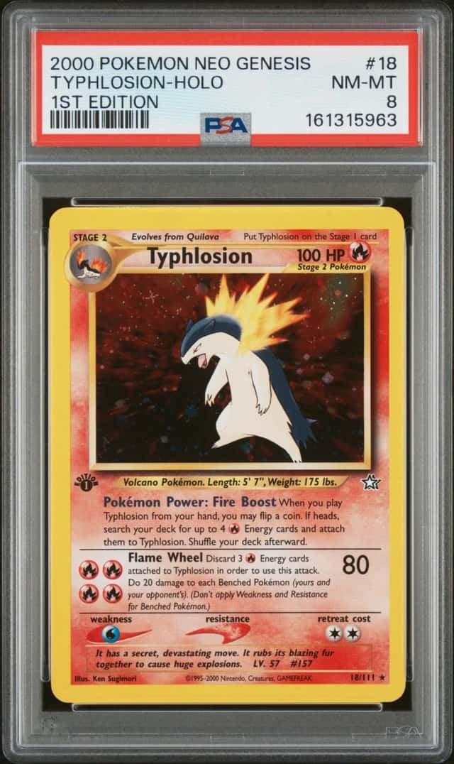2000 POKEMON NEO GENESIS 1ST EDITION #18 TYPHLOSION-HOLO PSA 8