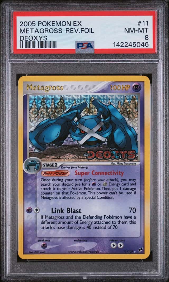 2005 POKEMON EX METAGROSS-REV.FOIL DEOXYS #11 PSA 8