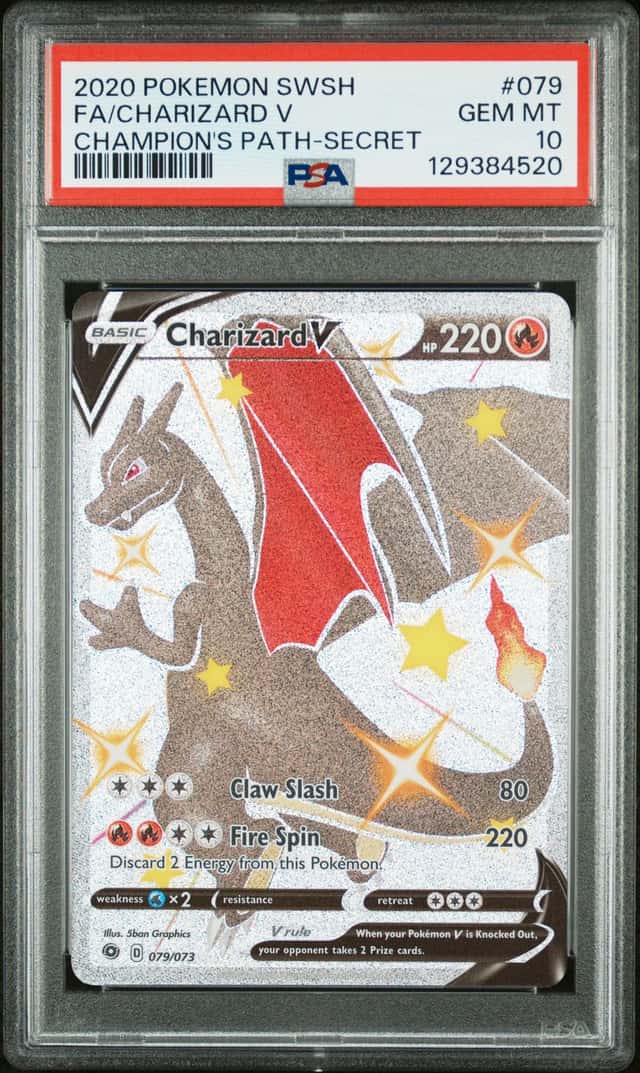 2020 POKEMON SWORD & SHIELD CHAMPION'S PATH SECRET FULL ART/CHARIZARD V PSA 10