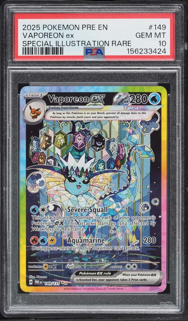 2025 Pokemon Scarlet & Violet Prismatic Evolutions SIR Vaporeon EX #149 PSA 10 GEM MINT