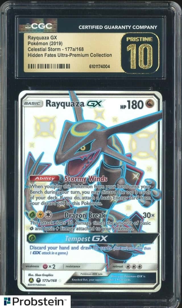 2018 POKEMON SUN & MOON CELESTIAL STORM #177a FA/RAYQUAZA GX CGC 10 PRISTINE