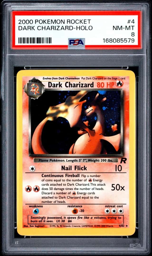 2000 POKEMON ROCKET #4 DARK CHARIZARD-HOLO PSA 8