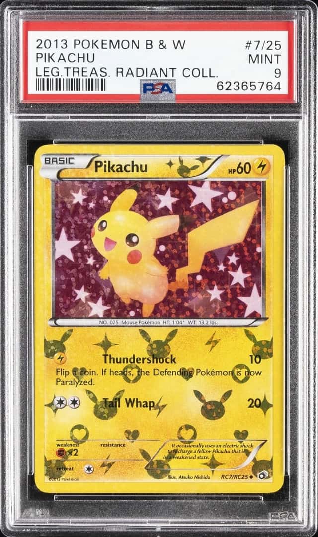 2013 POKEMON BLACK & WHITE LEGENDARY TREASURES RADIANT COLLECTION PIKACHU PSA 9