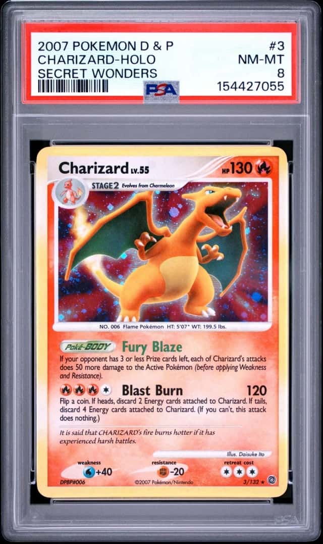 Pokemon Charizard Holo Secret Wonders 3/132 PSA 8