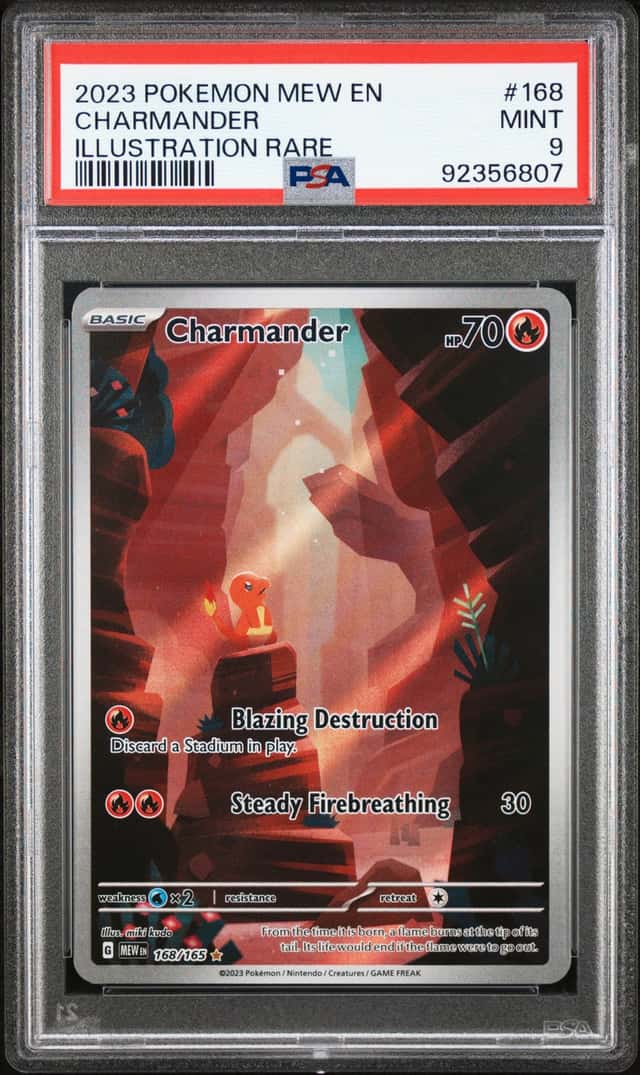 POKEMON CHARMANDER 2023 MEW EN-151 #168 ILLUSTRATION RARE PSA 9