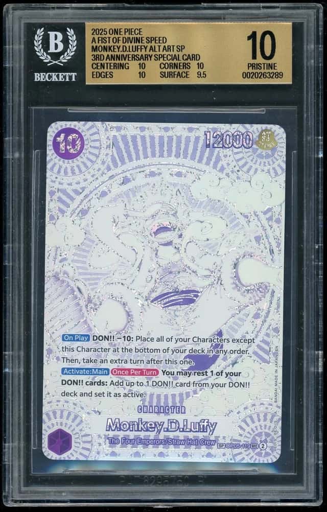 2025 One Piece Monkey D. Luffy Gold SP 3rd Anniv Special Card OP11 BGS 10