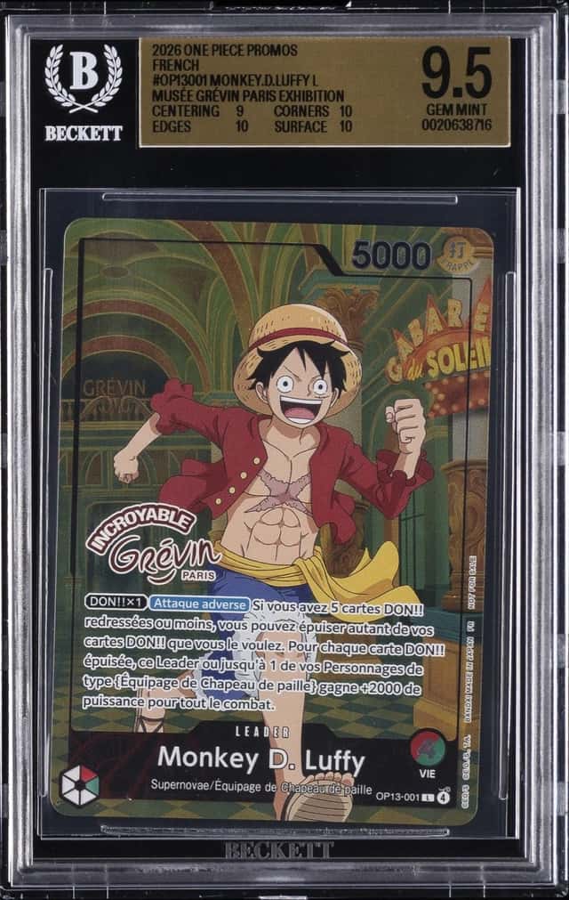 2026 ONE PIECE PROMOS FRENCH MUSEE GREVIN PARIS #OP13001 MONKEY D. LUFFY BGS 9.5