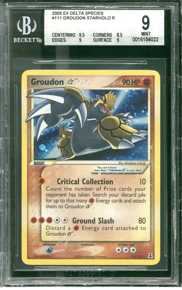 2005 POKEMON EX DELTA SPECIES GOLD STAR #111 GROUDON HOLO BGS 9