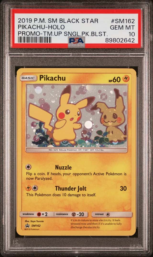 POKEMON PIKACHU 2019 PROMO-TM.UP SNGL.PK.BLST. #SM162 PSA 10 *SWIRL*