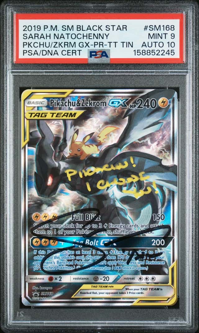 2019 POKEMON SM BLACK STAR PROMO FULL ART/PIKACHU & ZEKROM GX PSA 9 AUTO 10