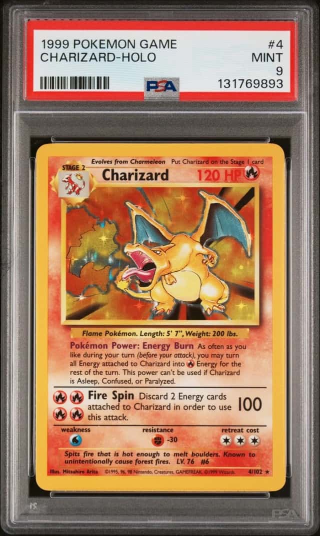 1999 POKEMON BASE SET UNLIMITED #4 CHARIZARD-HOLO PSA 9