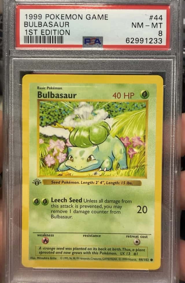 Pokemon Bulbasaur Base Set Shadowless 1st Edition #44 PSA 8