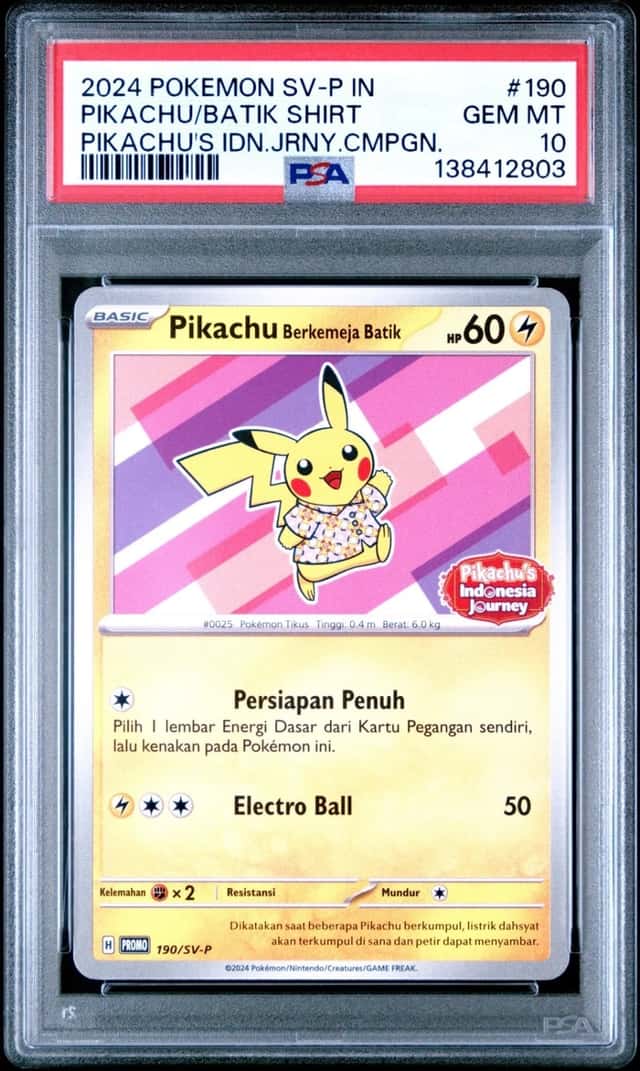 2024 Pokemon Indonesian SV-P Promo 190 Pikachu Batik Shirt PSA 10 138412803
