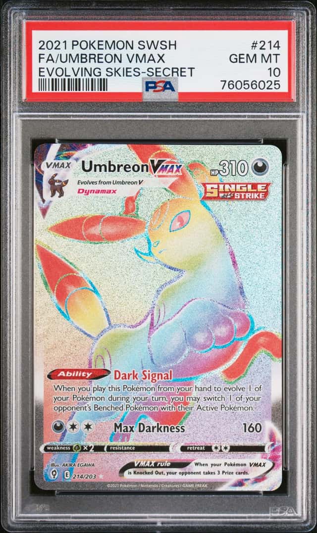 Pokemon Evolving Skies Umbreon PSA 10 GEM MINT Card #214 Secret Rare