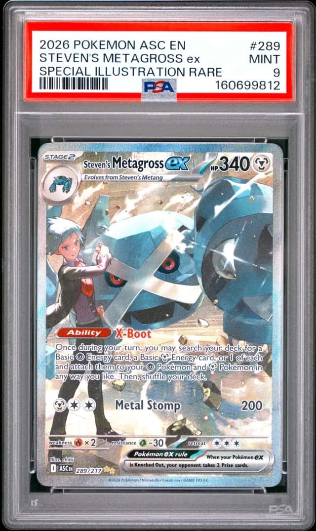 2026 POKEMON ASC SPECIAL ILLUSTRATION RARE #289 STEVEN'S METAGROSS EX PSA 9