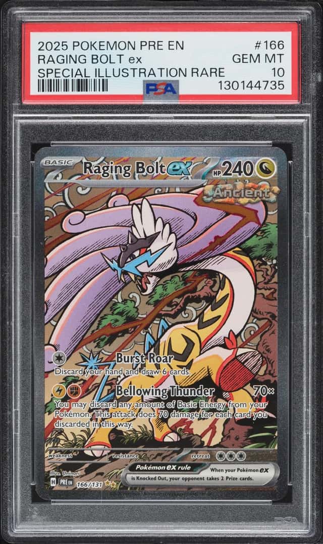 2025 Pokemon Scarlet & Violet Prismatic Evolutions SIR Raging Bolt Ex #166 PSA 10 GEM MINT