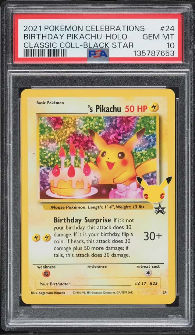 2021 Pokemon SWSH Promo Celebrations Classic Collection Holo Birthday Pikachu #24 PSA 10 GEM