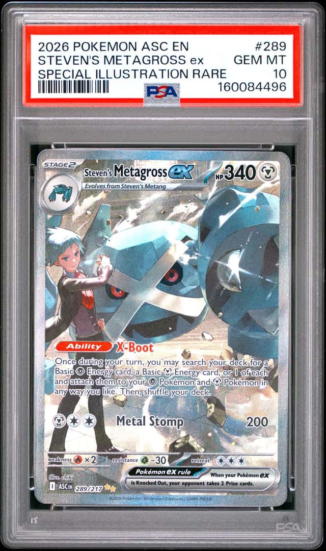 2026 POKEMON ASC SPECIAL ILLUSTRATION RARE #289 STEVEN'S METAGROSS EX PSA 10