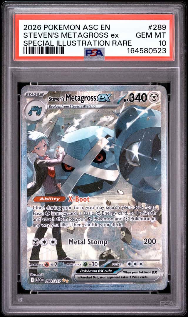 2026 POKEMON ASC SPECIAL ILLUSTRATION RARE #289 STEVEN'S METAGROSS EX PSA 10