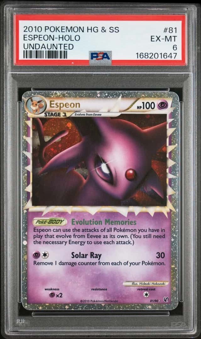 2010 POKEMON HEARTGOLD & SOULSILVER UNDAUNTED #81 ESPEON-HOLO PSA 6