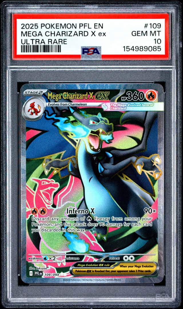 2025 POKEMON PFL EN-PHANTASMAL FLAMES ULTRA RARE #109 MEGA CHARIZARD X EX PSA 10