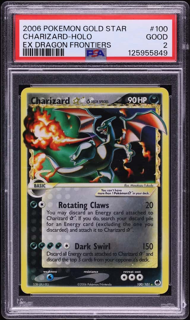 2006 Pokemon EX Dragon Frontiers Holo Charizard Gold Star #100 PSA 2 GD