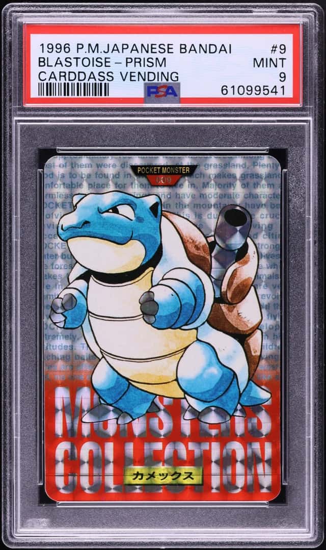 1996 Pokemon Japanese Bandai Carddass Vending Red Prism Blastoise #9 PSA 9 MINT
