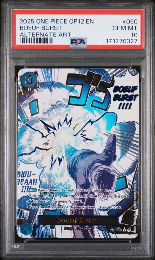 2025 ONE PIECE OP12-LEGACY OF THE MASTER ALTERNATE ART #060 BOEUF BURST PSA 10