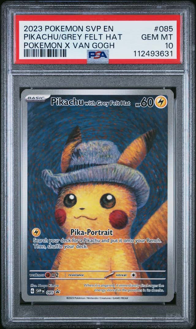 2023 Pokemon Scarlet and Violet Black Star Promo Pokemon X Van Gogh Pikachu With Grey Felt Hat #085