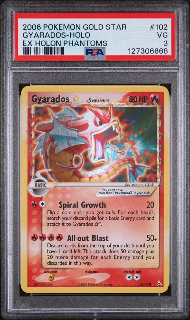 2006 Pokemon Ex Holon Phantoms Gold Star Holo Gyarados #102