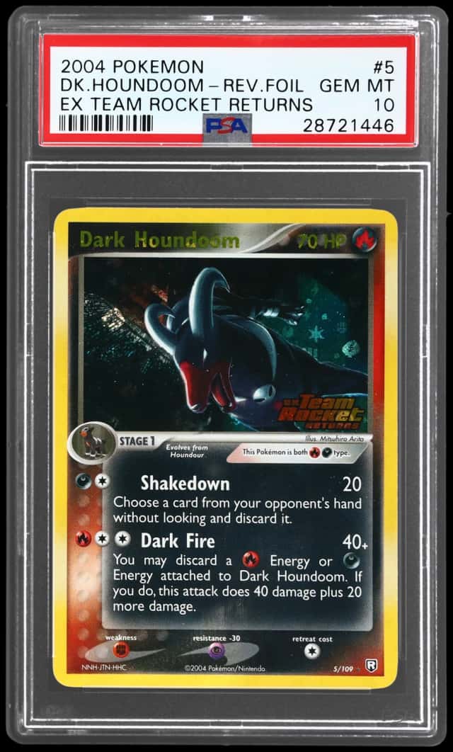 2004 Pokemon Ex Team Rocket Returns Reverse Foil Dark Houndoom #5