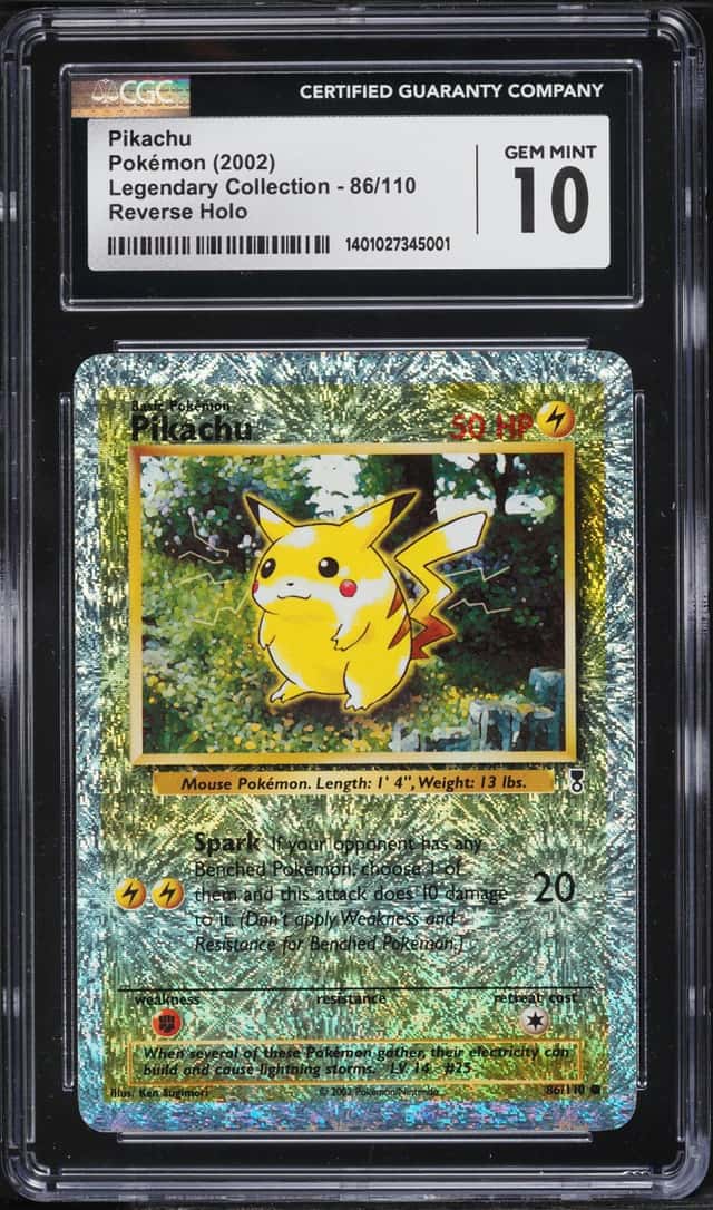 2002 Pokemon Legendary Collection Reverse Holo Pikachu #86 CGC 10 GEM MINT