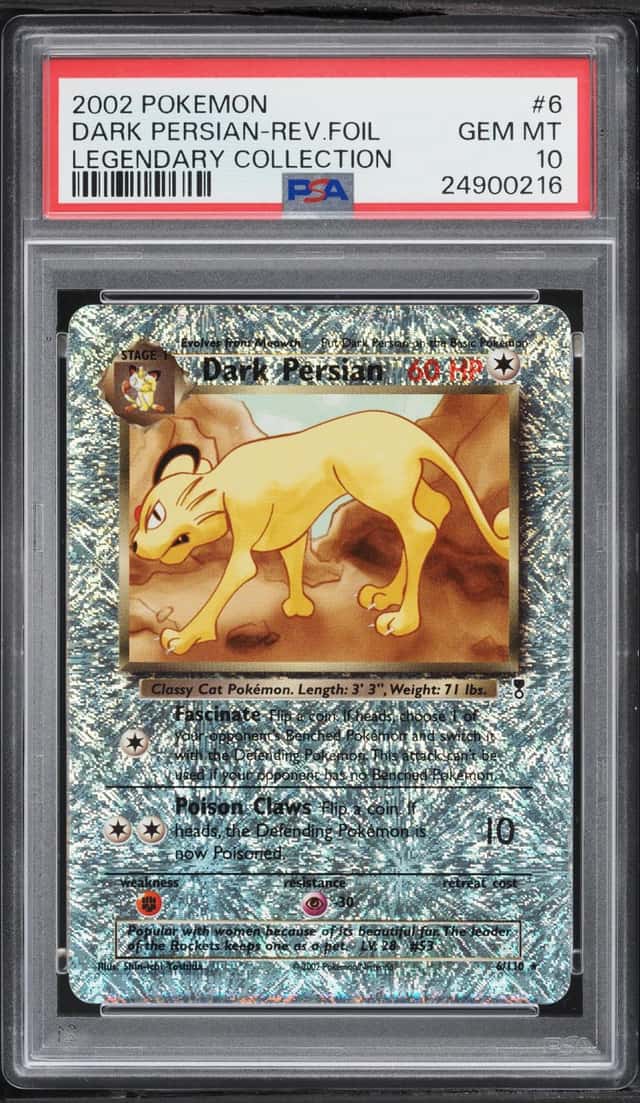 2002 Pokemon Legendary Collection Reverse Holo Dark Persian #6 PSA 10 GEM MINT