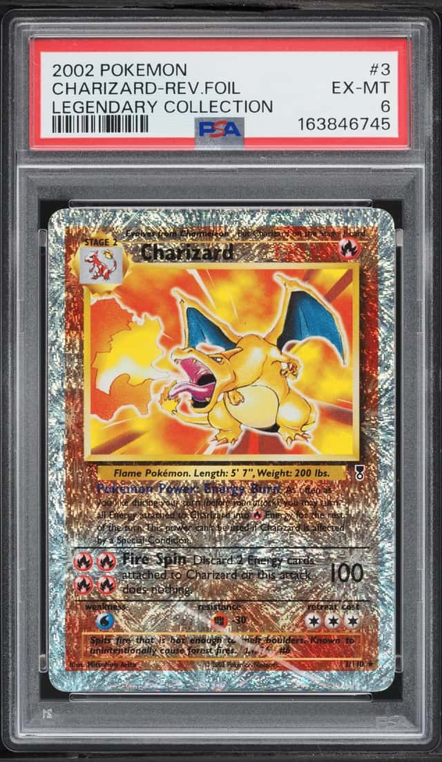 2002 Pokemon Legendary Collection Reverse Holo Charizard #3 PSA 6 EXMT