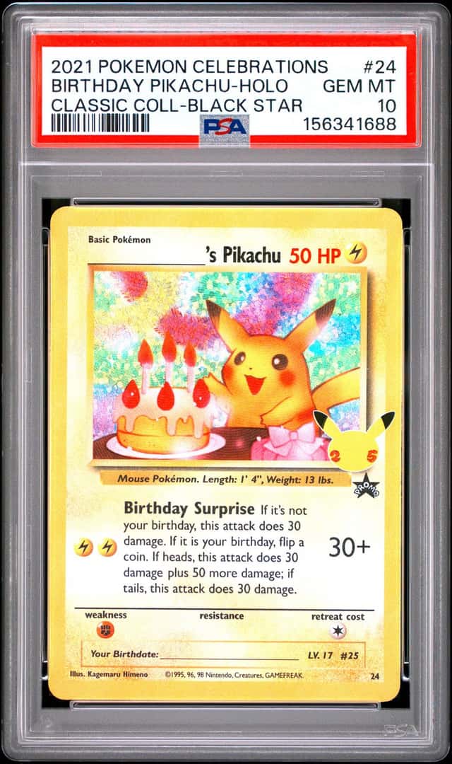 PSA 10 Birthday Pikachu Holo 24 Celebrations Classic Collection Pokemon Card