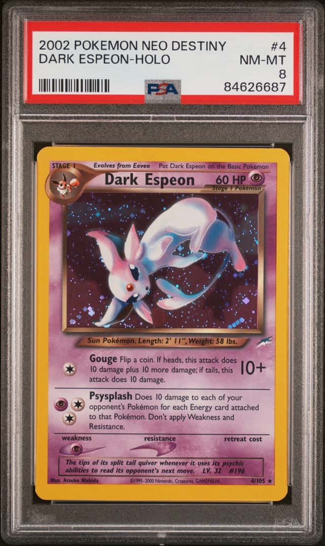 Pokemon 2002 Dark Espeon 4/105 Holo Neo Destiny PSA 8