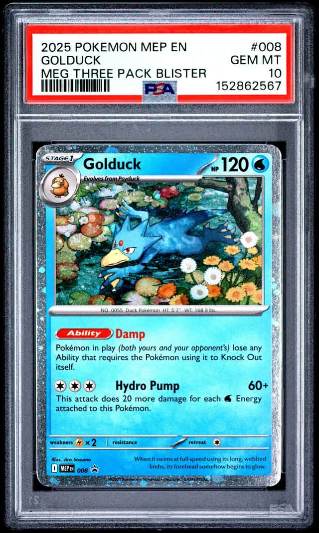 GOLDUCK PSA 10 2026 POKEMON MEP BLACK STAR PROMOS #008 MEG THREE BLISTER 2567
