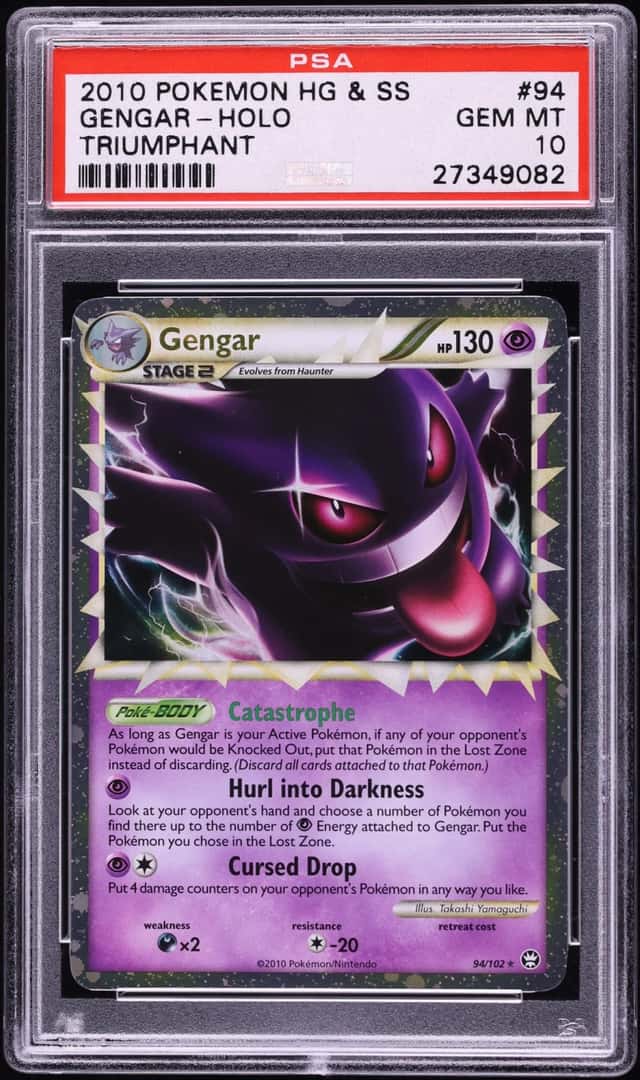 2010 Pokemon HeartGold & SoulSilver Triumphant Holo Gengar #94 PSA 10 GEM MINT