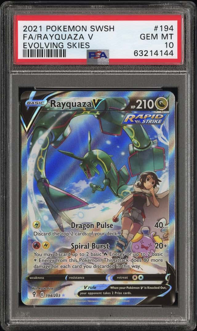 2021 Pokemon Sword & Shield Evolving Skies Full Art Rayquaza V #194 PSA 10 GEM MINT