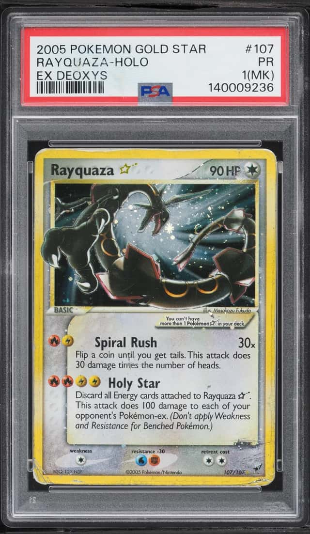2005 Pokemon EX Deoxys Holo Rayquaza Gold Star #107 PSA 1 (MK) PR