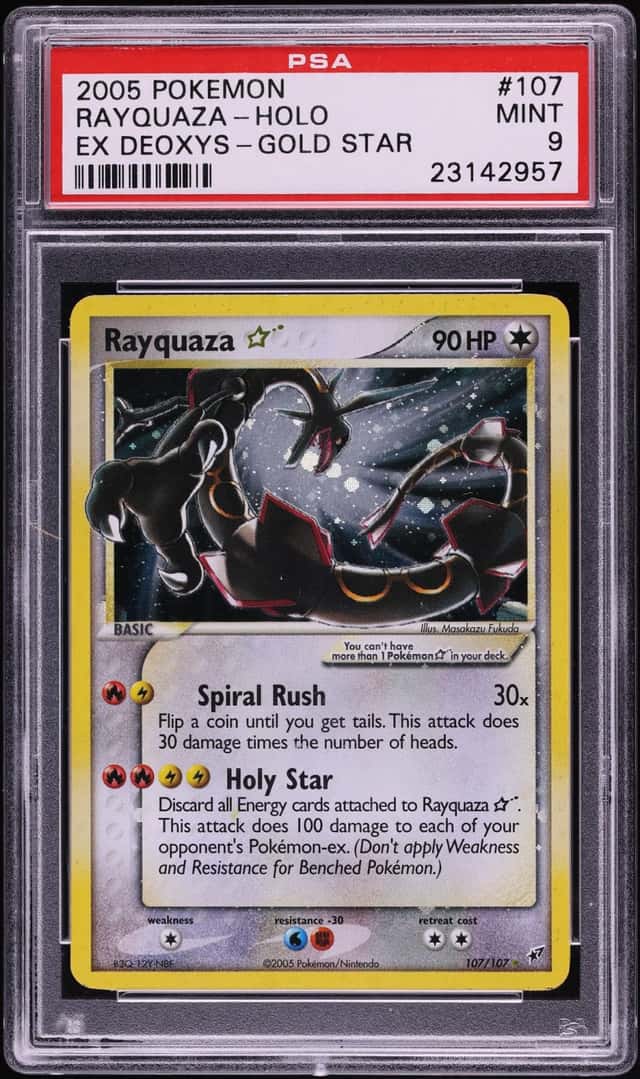 2005 Pokemon EX Deoxys Holo Rayquaza Gold Star #107 PSA 9 MINT